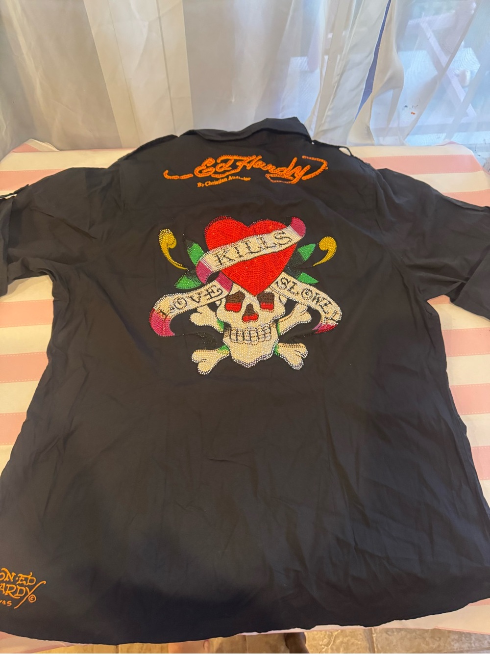 Vintage Deadstock Ed Hardy Love Kills Slowly Women's Button Shirt NWT  3XL
